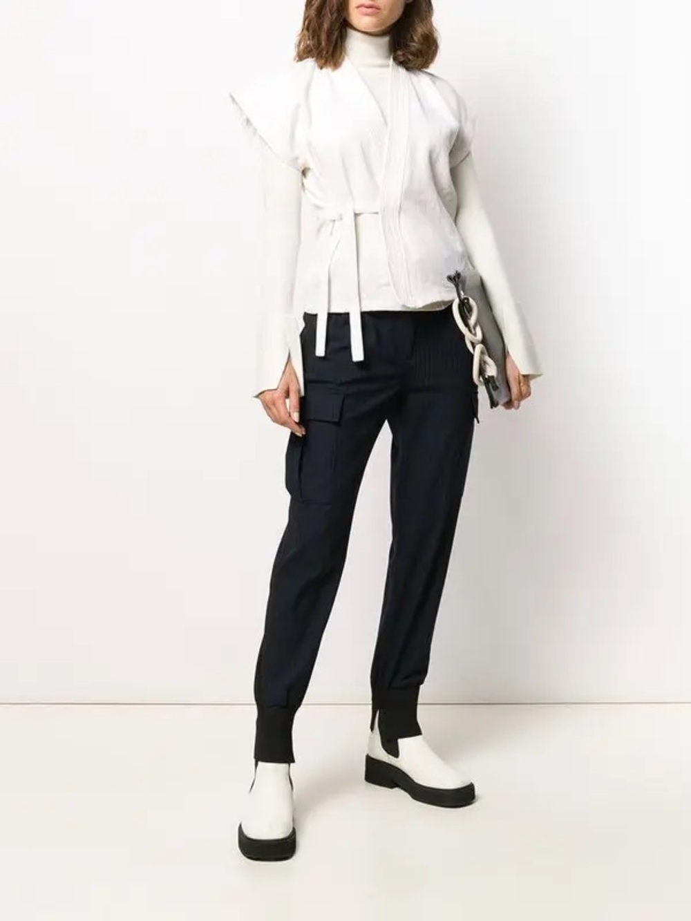 3.1 Phillip Lim Tapered Cargo Trousers - Women's Size 2 Striped Navy Blue